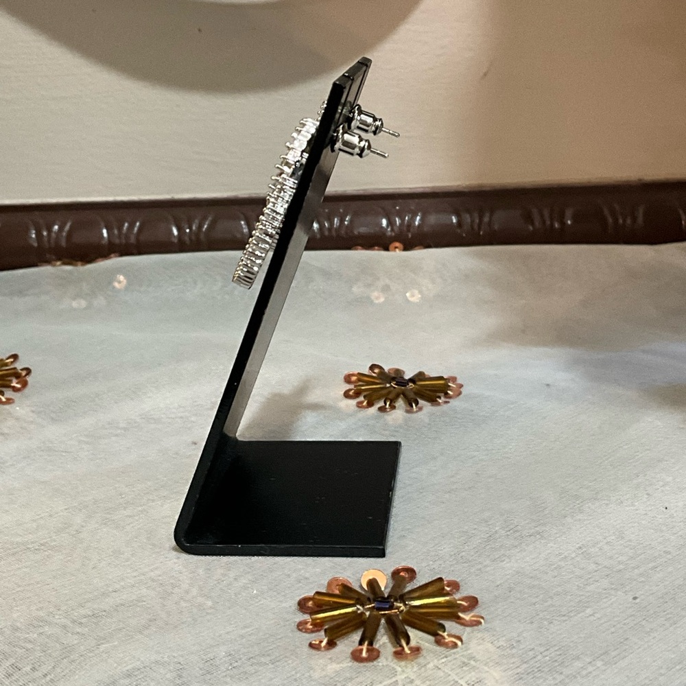 Double Circle Crystal Statement Earrings - image 4